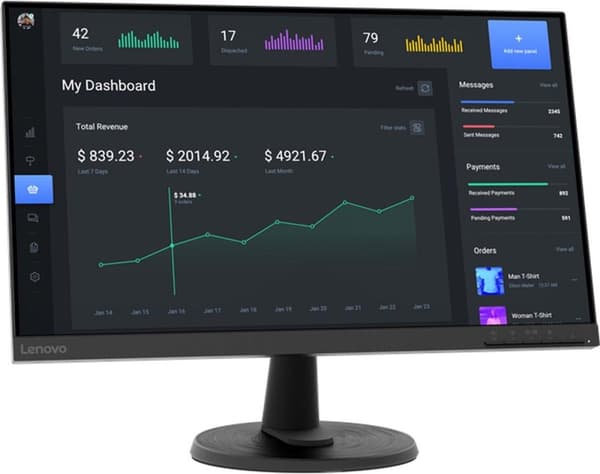 Lenovo D24-40. Näytön lävistäjä: 60,5 cm (23,8"), näytön tarkkuus: 1920 x 1080 pikseliä, HD-tyyppi: Full HD, näyttötekniikka: LED, natiivi kuvasuhde:
