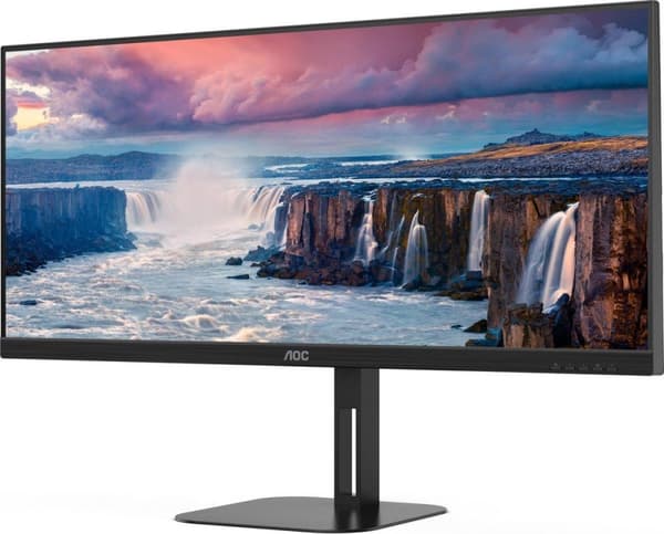 AOC U34V5C - 86,40 cm (34") WQHD-skärm, högtalare, höjdjusterbar (3440x1440, 100 Hz, DisplayPort, HDMI, USB-C, USB-hubb) Svart [Energiklass G] (U34V5C