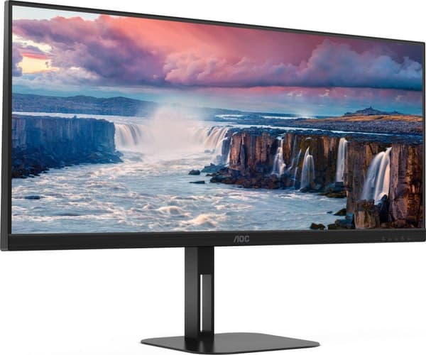 AOC U34V5C - 86,40 cm (34") WQHD-skärm, högtalare, höjdjusterbar (3440x1440, 100 Hz, DisplayPort, HDMI, USB-C, USB-hubb) Svart [Energiklass G] (U34V5C
