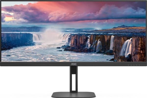 AOC U34V5C - 86,40 cm (34") WQHD-skärm, högtalare, höjdjusterbar (3440x1440, 100 Hz, DisplayPort, HDMI, USB-C, USB-hubb) Svart [Energiklass G] (U34V5C