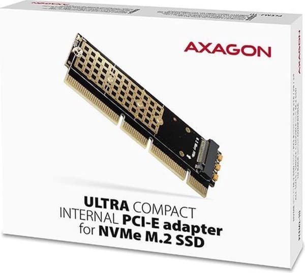 Axagon PCI-E 3.0 16x - M.2 SSD NVMe. Op til 80 mm interfacekort/adapter indbygget (PCEM2-1U)