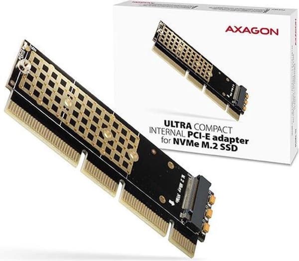 Axagon PCI-E 3.0 16x - M.2 SSD NVMe. Op til 80 mm interfacekort/adapter indbygget (PCEM2-1U)