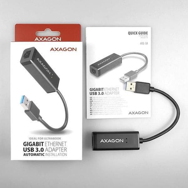 Axagon ADE-SR Kabelgränssnitt/Könsadapter USB 3.0 RJ-45 Svart (ADE-SR)