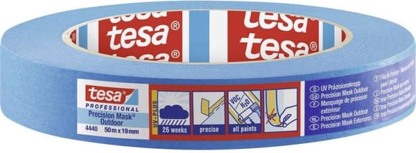 tesa præcision crepe 4440 udvendig UV PLUS glat blå L.50m B.19mm Rl.TESA (04440-00000-00)