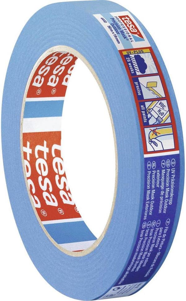 tesa præcision crepe 4440 udvendig UV PLUS glat blå L.50m B.19mm Rl.TESA (04440-00000-00)