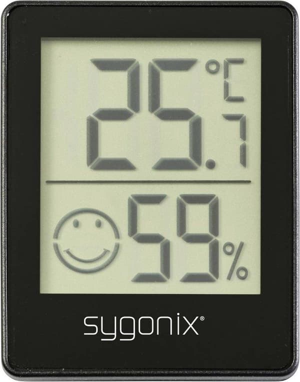 Sygonix termo-/hygrometer sort (SY-5268502)