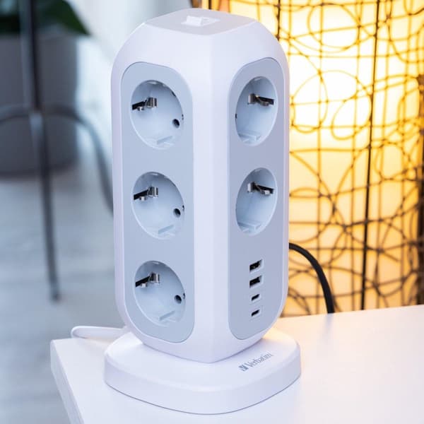 Verbatim EU Power Tower 11AC EUPT-01 med 2xUSB-C, 2xUSB-A detailhandel (49547)