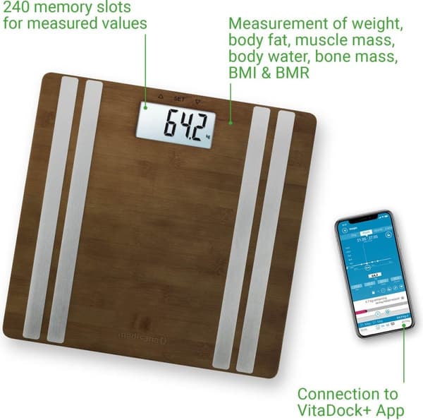 Medisana BS 552 Connect digital bambus kropsanalysevægte op til 180 kg (40552)