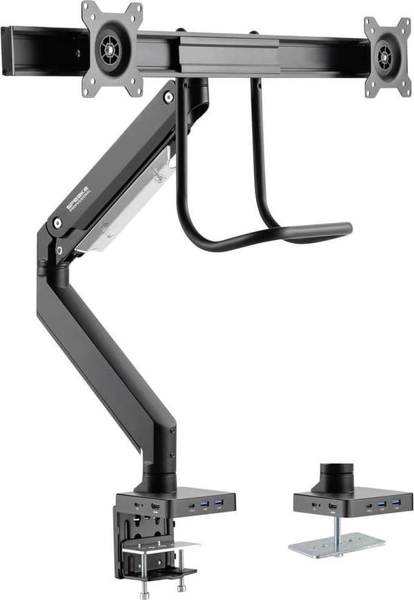 SpeaKa Professional SP-MM-820 2-foldig skærmkortbeslag 43,2 cm (17) - 81,3 cm (32) Integreret dockingstation, Gasdruktechniek, Kantelbaar, Zwenkbaar