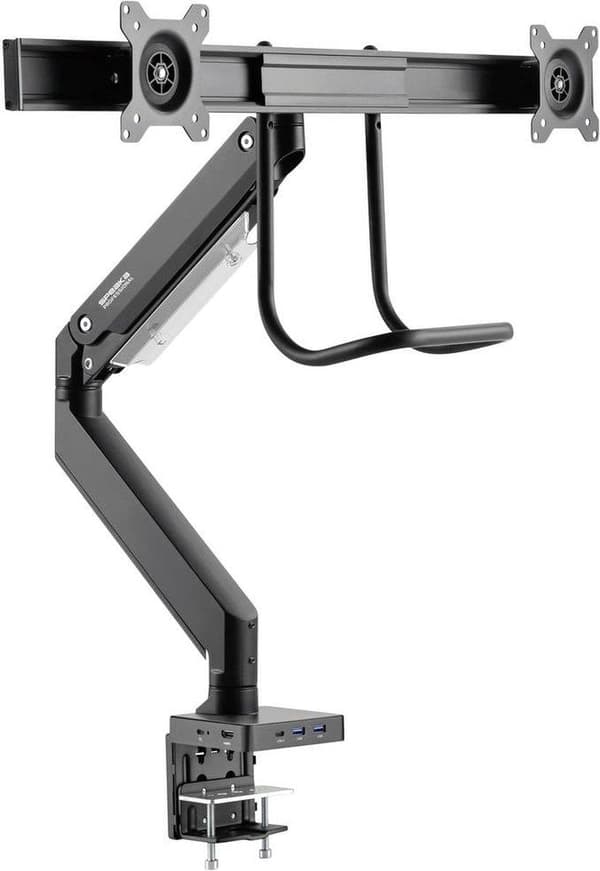 SpeaKa Professional SP-MM-820 2-foldig skærmkortbeslag 43,2 cm (17) - 81,3 cm (32) Integreret dockingstation, Gasdruktechniek, Kantelbaar, Zwenkbaar