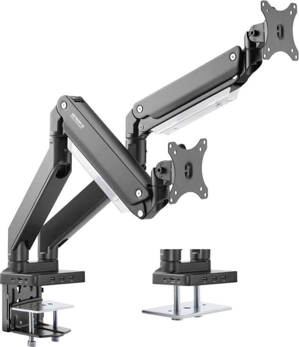 SpeaKa Professional SP-MM-830 2-faldig bildskärmskortfäste 43,2 cm (17) - 88,9 cm (35) Integrerad dockningsstation, Gasdruktechniek, Kantelbaar, Zwenk