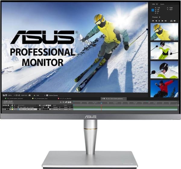 ASUS ProArt PA24AC - LCD-näyttö - 24,1 - 1920 x 1200 WUXGA - IPS - 400 cd/m� - 1000:1 - 5 ms - 2xHDMI, DisplayPort, USB-C - luidsprekers - grijs Hopea