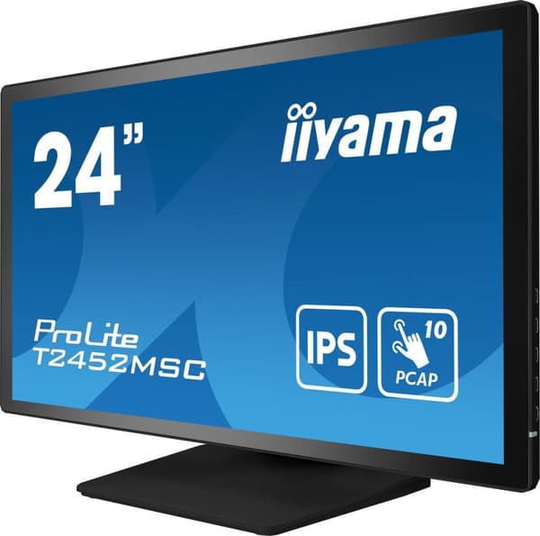 Iiyama Prolite T2452MSC-B1 - LED-näyttö - 24" - 1920 x 1080 Full HD - IPS - 360 cd/m² - 1000:1 - 14 ms - HDMI, DisplayPort - luidsprekers - Kosketuste