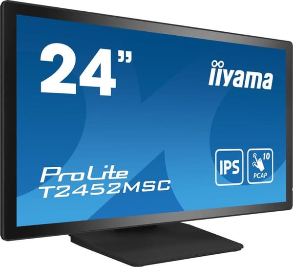 Iiyama Prolite T2452MSC-B1 - LED-näyttö - 24" - 1920 x 1080 Full HD - IPS - 360 cd/m² - 1000:1 - 14 ms - HDMI, DisplayPort - luidsprekers - Kosketuste