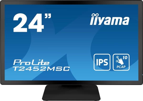 Iiyama Prolite T2452MSC-B1 - LED-skärm - 24" - 1920 x 1080 Full HD - IPS - 360 cd/m² - 1000:1 - 14 ms - HDMI, DisplayPort - högtalare - Touch-teknik - Svart