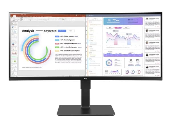 LG UltraWide 34BQ77QB-B - LED-skjerm - kurvet - 34" - 3440 x 1440 UWQHD @ 60 Hz - IPS - 300 cd/m² - 1000:1 - HDR10 - 5 ms - 2xHDMI, DisplayPort, USB-