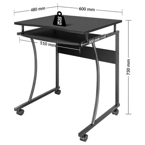 MANHATTAN bord med tangentbordshylla 480x600x760 mm LxBxH (425131)