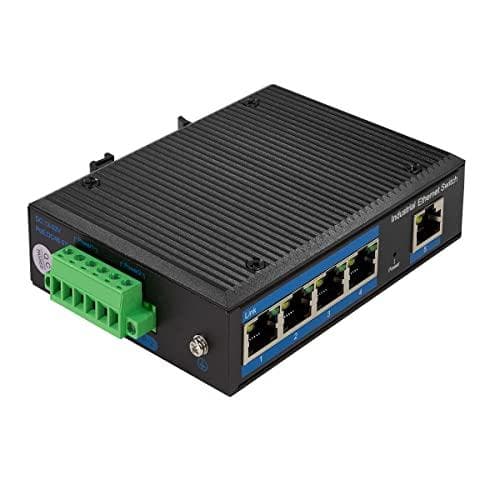 LogiLink Industrial Gigabit Ethernet -kytkin, 5-porttinen 10/100/1000 Base-TX RJ45, Plug & Play, Black Metal Case - 1 kpl (NS202)