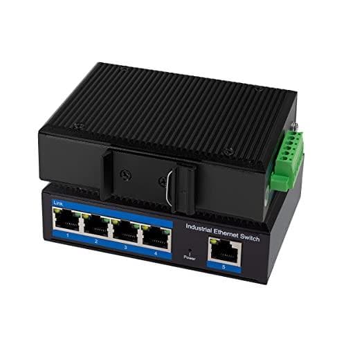 LogiLink Industrial Gigabit Ethernet -kytkin, 5-porttinen 10/100/1000 Base-TX RJ45, Plug & Play, Black Metal Case - 1 kpl (NS202)