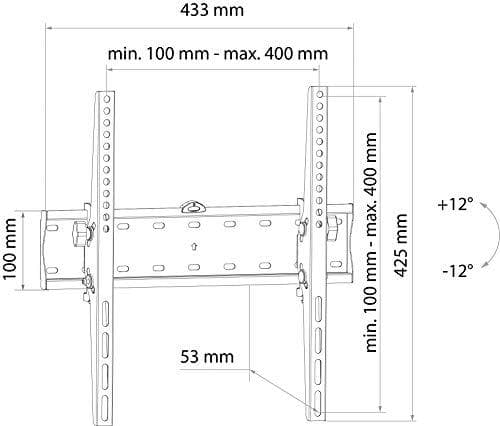 Schwaiger LWHT5540 513 - 190,5 cm (75") - 200 x 200 mm - 400 x 400 mm - -12 - 12° - metal - sort (LWHT5540513)