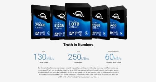 OWC Atlas Pro 1TB SDXC UHS-II V60 Media Card - 1000 GB - SDXC - UHS-II - 250 MB/s - 130 MB/s - Klass 3 (U3) (OWCSDV60P1000)