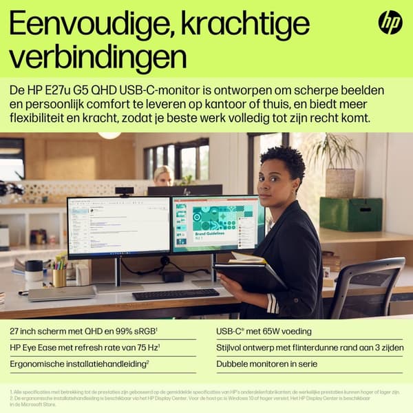 HP E27u G5 68,6 cm (27") WQHD IPS -toimistonäyttö 16:9 HDMI/DP/USB-C Pivot HV [Energialuokka E] (6N4D3AA#ABB)