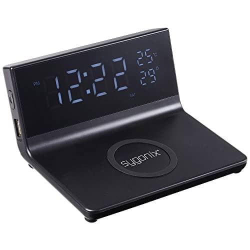 Sygonix SY-5459860 elektroninen herätyskello musta (matta) herätysajat 2 USB-liitäntää, sis. lataustoiminto (SY-5459860)