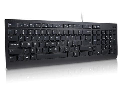 Lenovo Essential - Tangentbord - USB - USA med eurosymbol - svart - för IdeaPad 3 15IML05, 320-14, 330-14, IdeaPad Gaming 3 15IMH05, ThinkCentre M920,