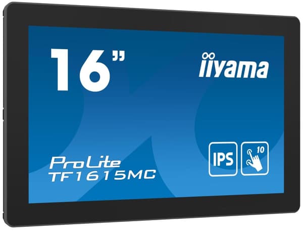 iiyama ProLite TF1615MC-B1 Tietokonenäyttö 39,6 cm (15,6") 1920 x 1080 pikseliä Full HD -kosketusnäyttö, musta (TF1615MC-B1)