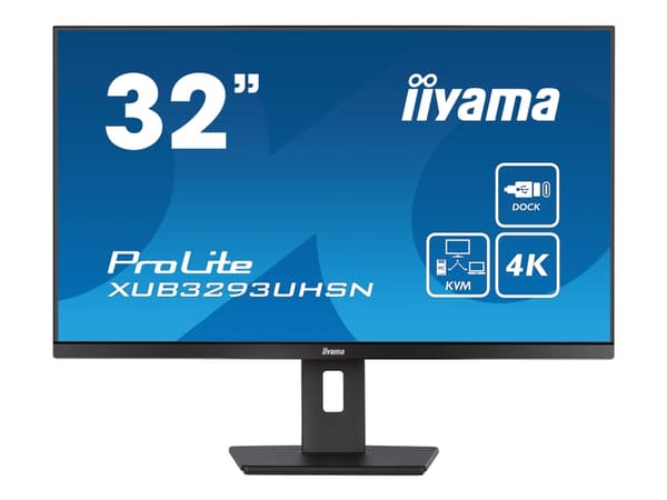 iiyama ProLite XUB3293UHSN-B5 - LED-skjerm - 32" (31.5" synlig) - 3840 x 2160 4K @ 60 Hz - IPS - 350 cd/m² - 1000:1 - 4 ms - HDMI, DisplayPort, USB-C