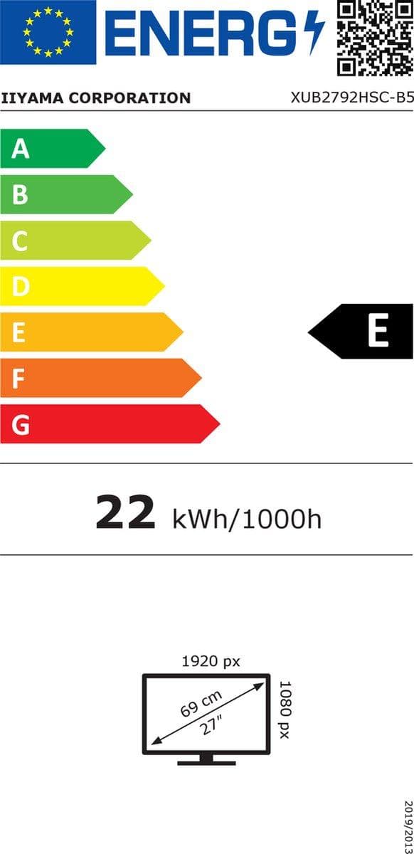 iiyama ProLite XUB2792HSC-B5 LED-näyttö 68,6 cm (27") 1920 x 1080 pikseliä Full HD Black [Energialuokka E] (XUB2792HSC-B5)