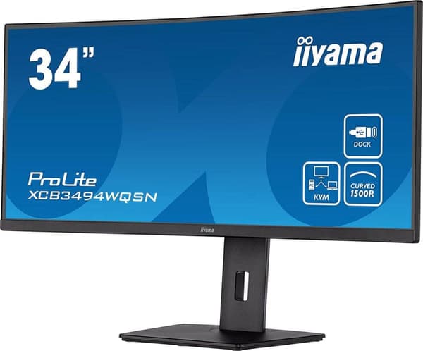 IIYAMA TFT XCB3494WQSN 86,4cm svart 86,40cm (34")/3440x1440/DP/HDMI/KVM/curved/höv [Energiklass G] (XCB3494WQSN-B5)