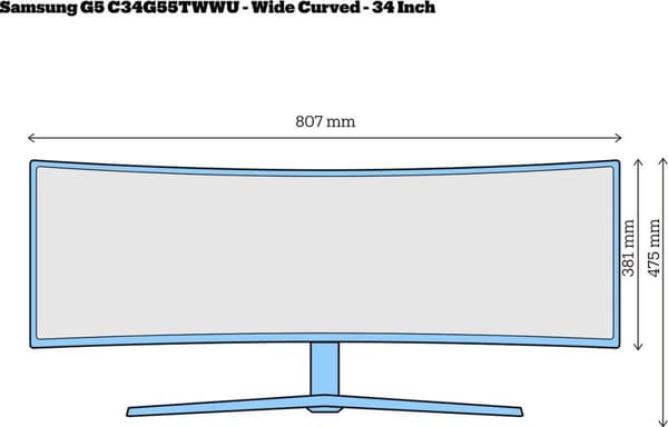 Samsung Odyssey G5 Curved Gaming Monitor 86 cm (34") (UWQHD, VA, 1ms, 165Hz, HDMI, DisplayPort, FreeSync) [Energiklass G] (LC34G55TWWPXEN)