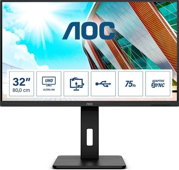 AOC Pro-line U32P2 -tietokonenäyttö 80 cm (31,5") 3840 x 2160 pikseliä 4K Ultra HD LED Musta [Energialuokka G] (U32P2) musta