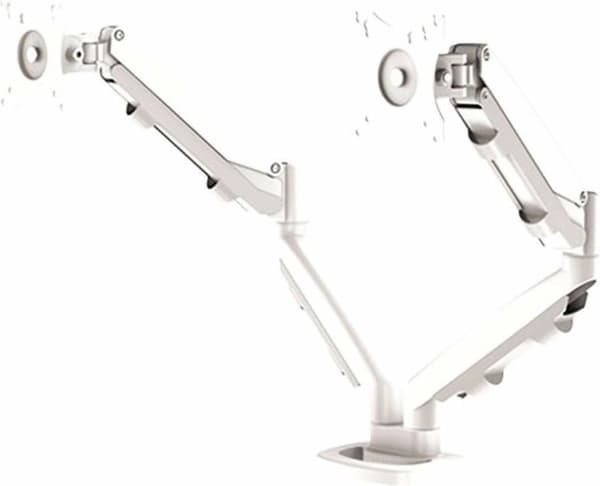 Fellowes - Monteringssæt - justerbar dobbeltarm - til 2 skærme - metal - hvid, RAL 9016 - skærmstørrelse: 25,4-76,2 cm (10"-39") - klemmemontering, ge