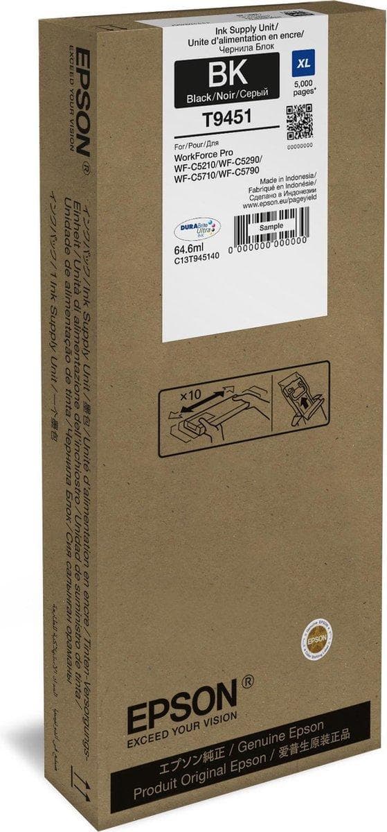 Epson T9451 - 64,6 ml - storlek XL - svart - original - bläckpatron - för WorkForce Pro WF-C5210DW, WF-C5290DW, WF-C5710DWF, WF-C5790DWF
