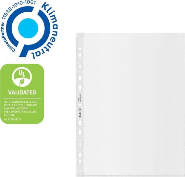 Leitz 47913003. Format: 210 x 297 mm (A4), Produktens färg: Transparent, Material: Polypropen (PP). Bredd: 230 mm, tjocklek: 1 mm, höjd: 305 mm (47913