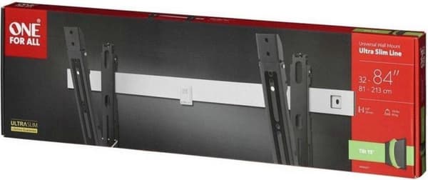 Universal Electronics One For All ULTRA SLIM WM 6621 - Beslag - til fladskærm - aluminium i blødt stål - skærmstørrelse: 81-213 cm (32"-84") - vægmont