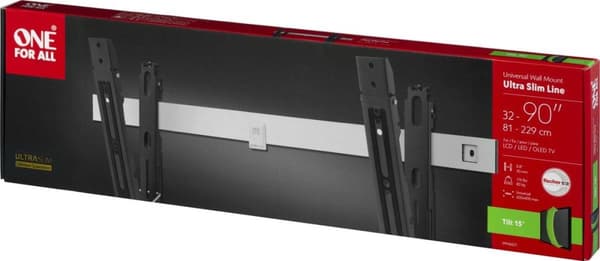 Universal Electronics One For All ULTRA SLIM WM 6621 - Beslag - til fladskærm - aluminium i blødt stål - skærmstørrelse: 81-213 cm (32"-84") - vægmont