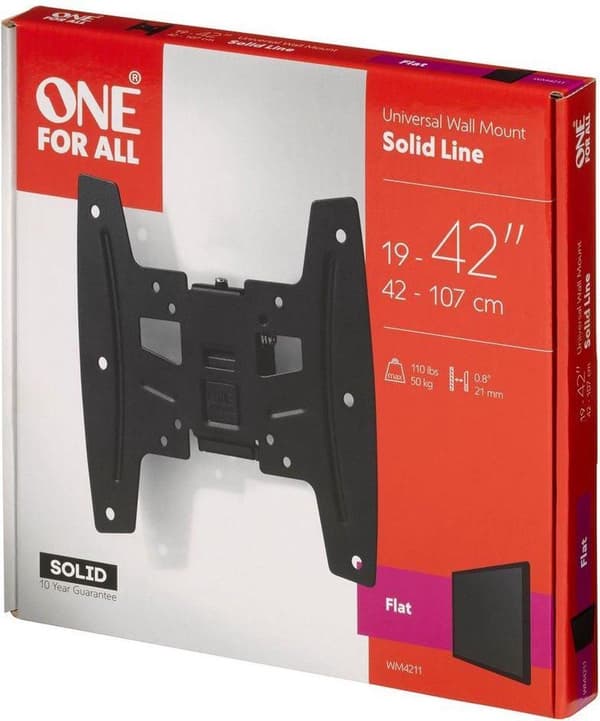 Universal Electronics One For All SOLID WM 4211 - Monteringssats (väggmontering) - platt skärm - för platta skärmar - skärmstorlek: 48,3-106,7 cm (19"
