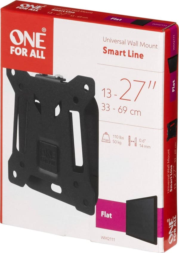 Universal Electronics One For All Smart WM 2111 - monteringssæt (vægmontering) - fladskærm - til fladskærme - skærmstørrelse: 33-69 cm (13"-27") - væg