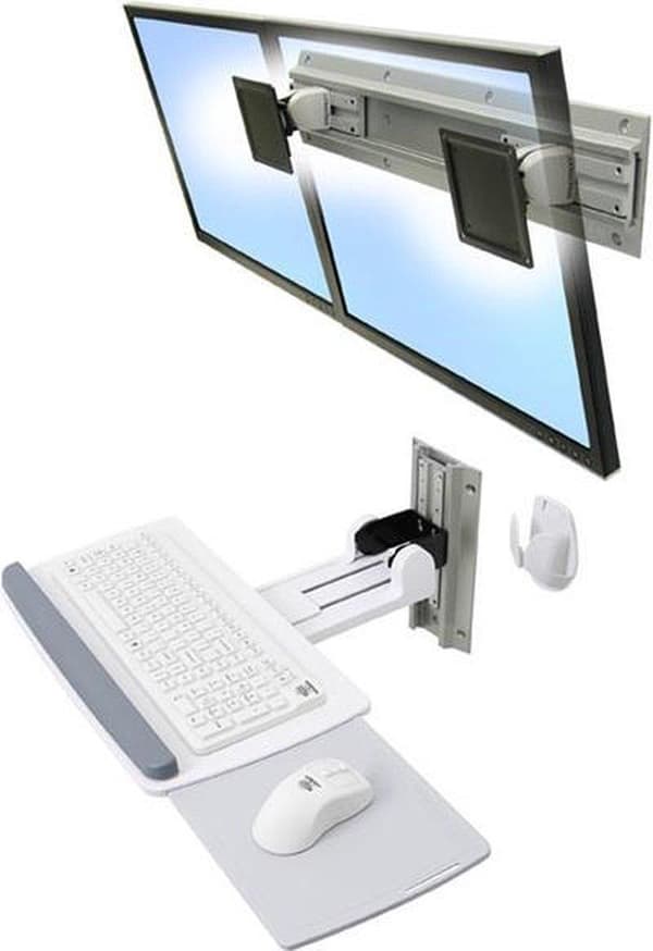 Ergotron Neo-Flex Tangentbord Väggfäste - monteringssats (handledsdyna, musfäste, monteringsfäste, tangentbordsbricka, monteringsdetaljer, väggskena 2