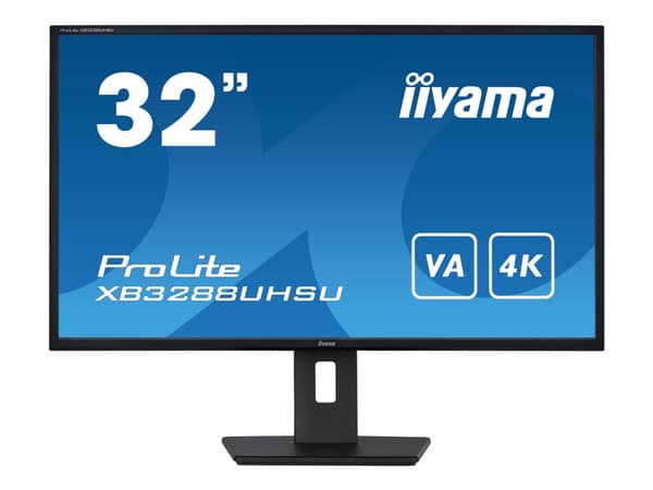 iiyama ProLite XB3288UHSU-B5 - LED-skjerm - 32" (31.5" synlig) - 3840 x 2160 4K @ 60 Hz - VA - 300 cd/m² - 3000:1 - 3 ms - 2xHDMI, DisplayPort - høyt Sort