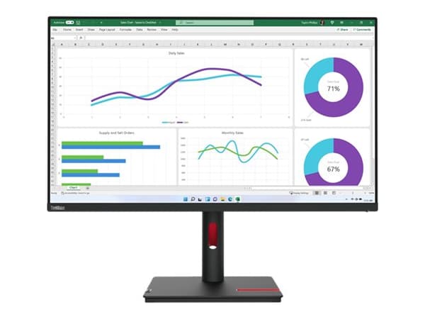 Lenovo ThinkVision T32h-30 - LED-skjerm - 31.5" - 2560 x 1440 WQHD @ 60 Hz - IPS - 350 cd/m² - 1000:1 - 4 ms - HDMI, DisplayPort, USB-C - ravnsort