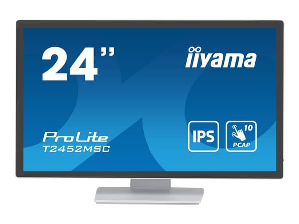 iiyama ProLite T2452MSC-W1 - LED-skjerm - 24" (23.8" synlig) - berøringsskjerm - 1920 x 1080 Full HD (1080p) - IPS - 400 cd/m² - 1000:1 - 14 ms - HDM Hvit