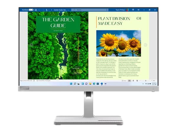 Lenovo L24m-40 - LED-skjerm - 24" (24" synlig) - 1920 x 1080 Full HD (1080p) - VA - 250 cd/m² - 4 ms - HDMI, VGA - skygrå