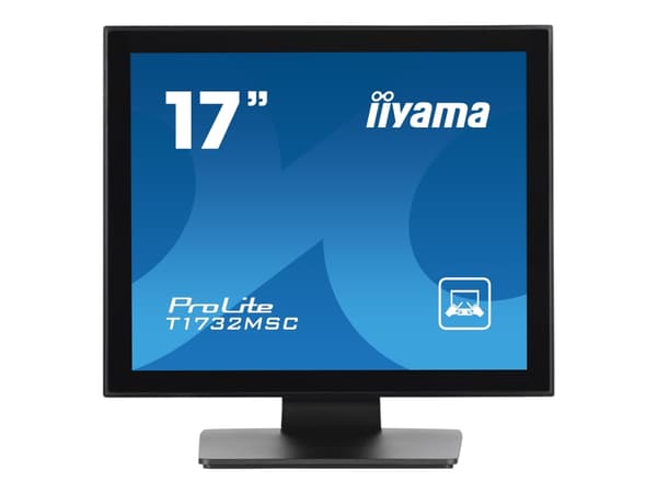 iiyama ProLite T1732MSC-B1S - LCD-skjerm - 17" - berøringsskjerm - 1280 x 1024 - TN - 250 cd/m² - 1000:1 - 5 ms - HDMI, VGA, DisplayPort - høyttalere Sort