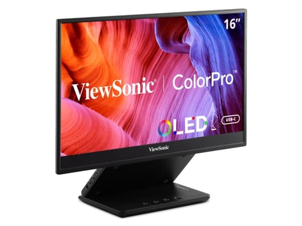 Viewsonic VP Series VP16-OLED, 40,6 cm (16"), 1920 x 1080 piksler, Full HD, OLED, 1 ms, Sort Sort
