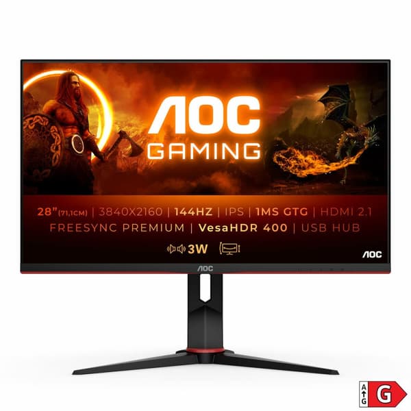 Spilleskjerm AOC U28G2XU2/BK 28" 144 Hz 4K Ultra HD LED IPS LCD