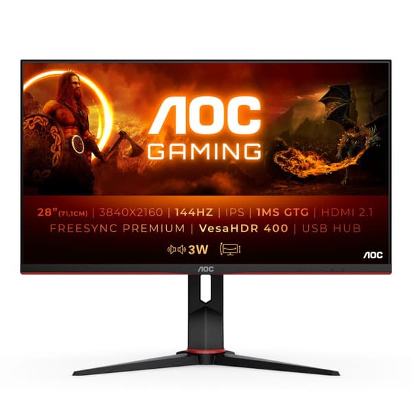 Spilleskjerm AOC U28G2XU2/BK 28" 144 Hz 4K Ultra HD LED IPS LCD